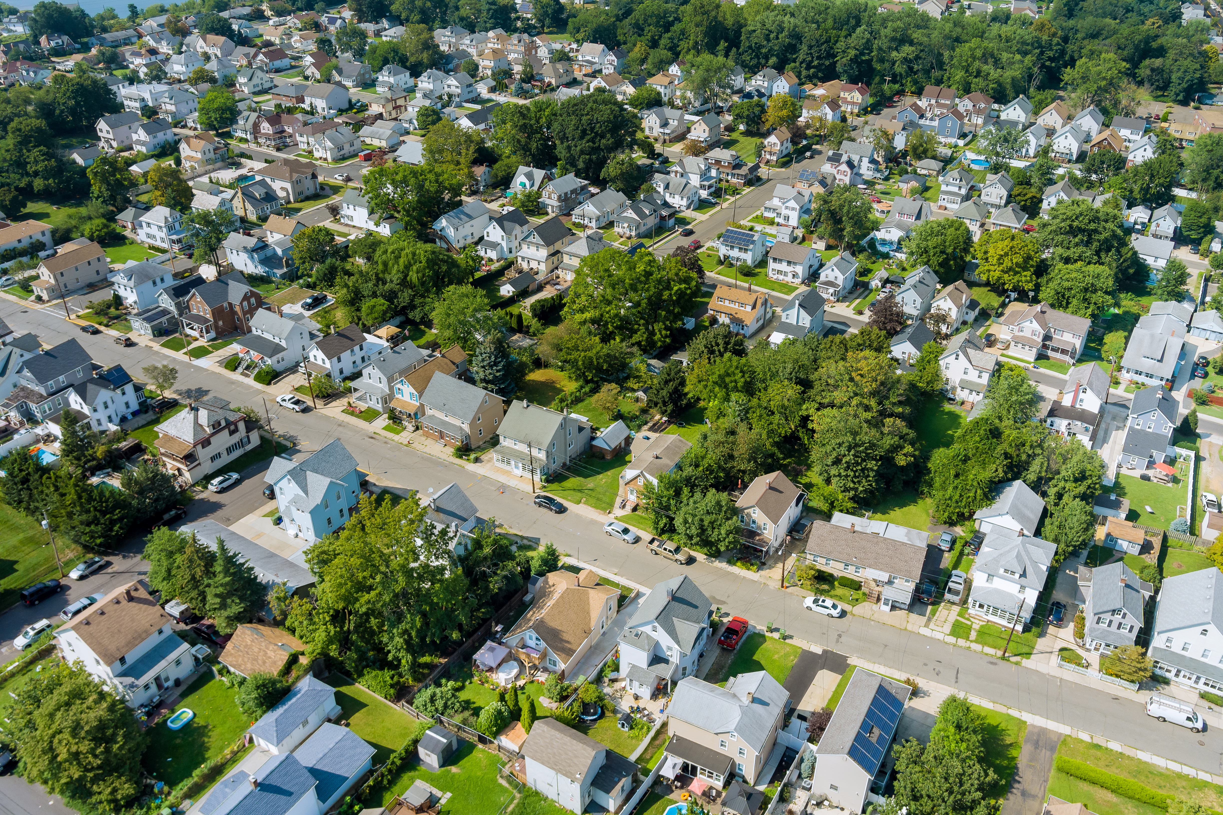 Aerial view of New Jersey residential neighborhoods